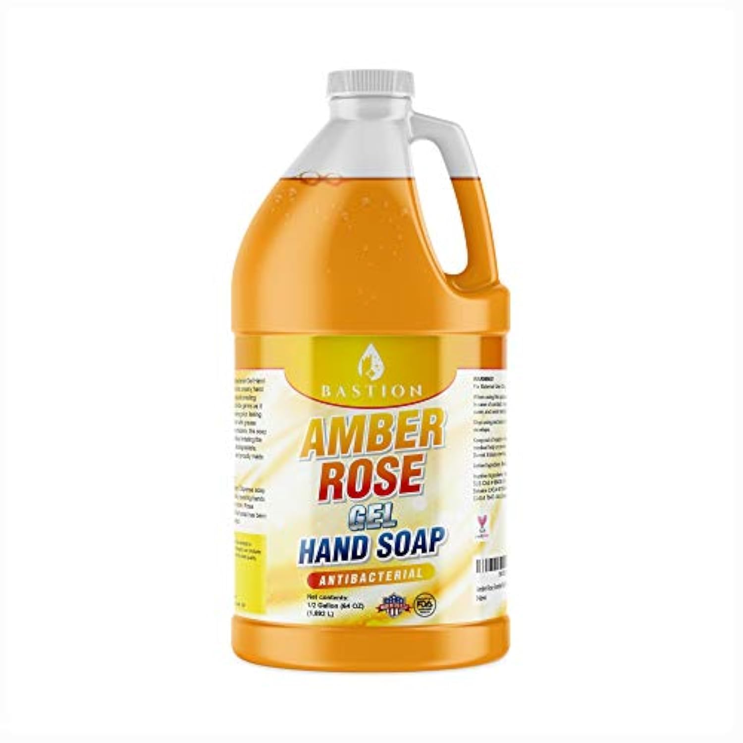 Bastion Antibacterial Hand Soap: Amber Rose Gel Hand Wash : Bulk Refill 1/2 Gallon (64 oz). Sweet Warm Amber Rose Scent. Bulk Hand Wash. Non-toxic. Made In The USA. (Half Gallon - 64 oz)[Amazon-developed Certification] Compact by Design