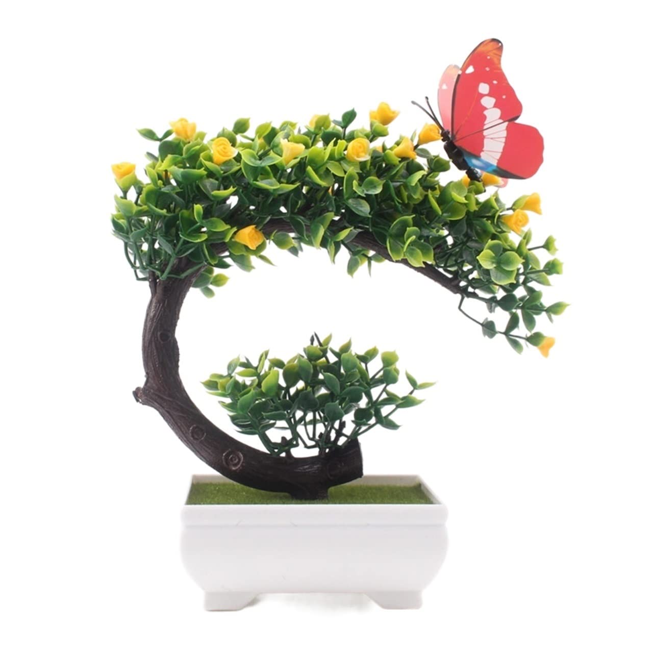 ULTRAWAVE Faux Tree NEW Artificial Plants Bonsai Small Tree Pot Fake Flowers Potted Ornaments For Home Decor Decoration Hotel Garden Faux Plants Indoor(A)
