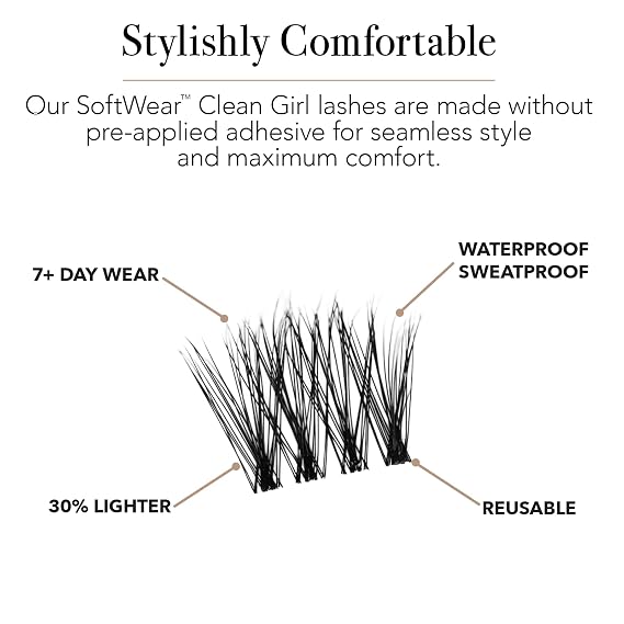 Pro Lash SoftWear Clean Girl Mini Lash Clusters Kit - Natural-Looking, Lightweight Lashes - 7-Day Cluster Eyelash Extensions Waterproof Lashes Clusters - Single Set - Original No. 35