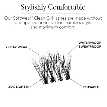 Pro Lash SoftWear Clean Girl Mini Lash Clusters Kit - Natural-Looking, Lightweight Lashes - 7-Day Cluster Eyelash Extensions Waterproof Lashes Clusters - Single Set - Original No. 35