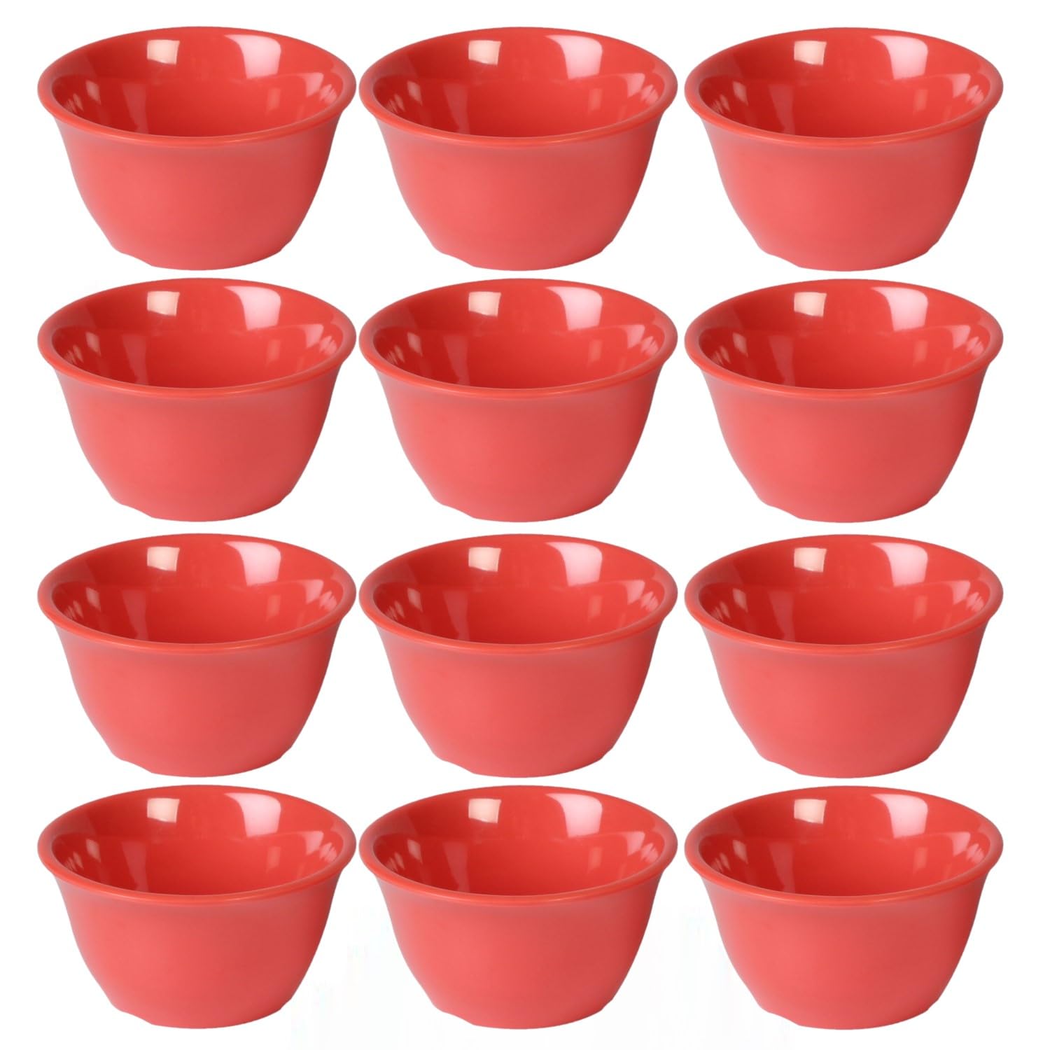 TrueCraftware- 7 oz Bouillon Cup Orange Color Melamine Set of 12- Dishwasher Safe Break-Resistant Reusable Bowls Serving Soup Bowl Broth Cups Soup Bowls Ice Cream Dipping Sauce