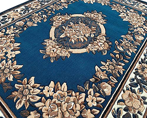 Image of Premium Soft Thick Geometric Rug - 6 x 8 Feet (180 x 235 Cm) Blue F - Anti-Skid, Washable, Acrylic for Living Room, Bedroom & Home Decor
