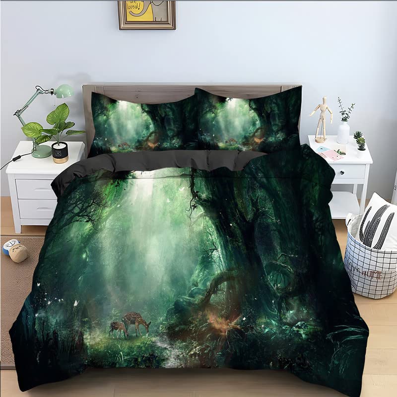 Housse de couette 160x200 zippée facile à enfiler verte