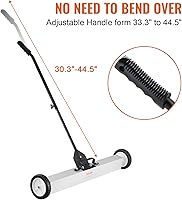 Vista 4 de VEVOR Barridor Magnético Rodante de 55 Libras con Ruedas, Barridor Magnético de Césped de 36 Pulgadas con Mango Telescópico, Barridor Magnético