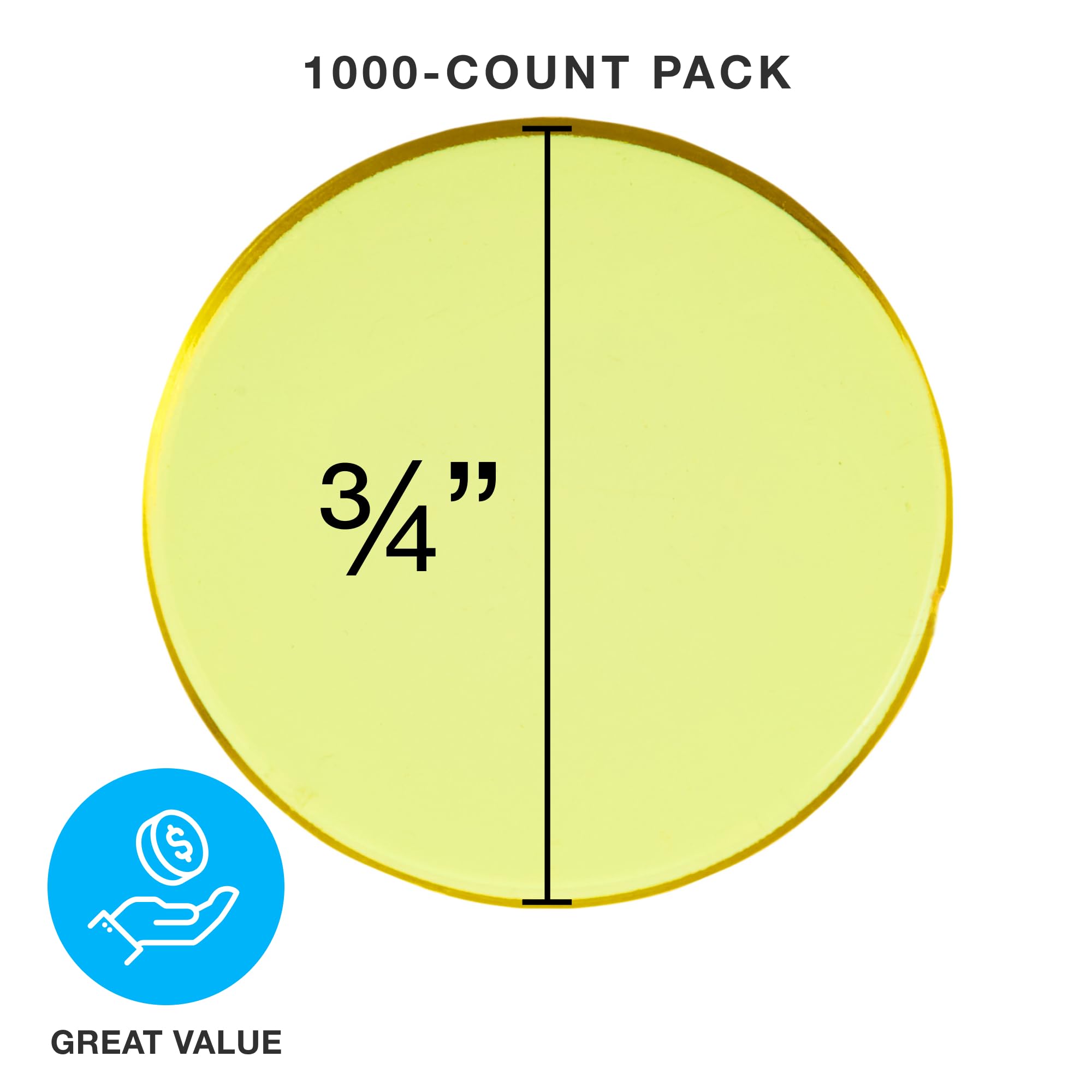Royal Bingo Supplies - Pack de 1000 fichas de bingo de 1,9 cm - GBIN-307, Amarillo