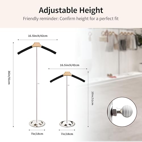 Miniatura 4 de Soporte para exhibición de camisas con altura ajustable de 20 a 36 pulgadas, torso de maniquí con acolchado de espuma, soporte premium para