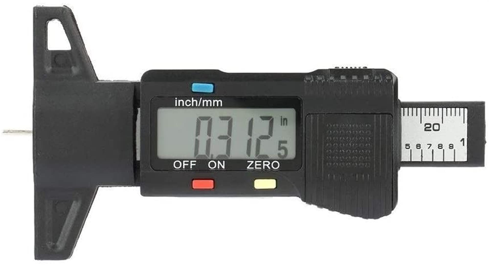 WJJ Profiltiefe LCD Reifenmetermessel digitaler Reifenmesser Tiefe Tiefenprüfung Motorrad -Auto -Tester (Color : Black)