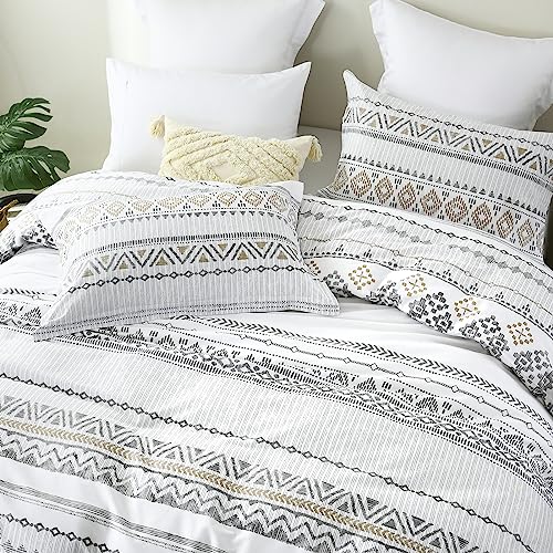 Perhom Boho Duvet Cover King - 100% Cotton King Duvet Cover Size, 3 Pieces Boho Aztec Duvet Cover Set With 1 King Comforter Cover And 2 Pillow Shams For All Season, 104"X90" #TOP2