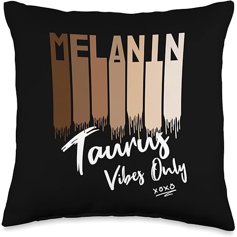 Melanin Taurus Vibes Only Zodiac Sign for Black Women Throw Pillow