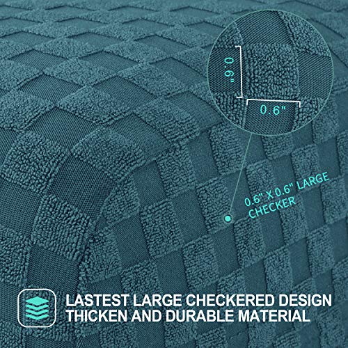 Image of YEMYHOM 4 Pieces Oversized Stretch Recliner Slipcover Jacquard Large Recliner Chair Cover with Side Pocket Anti-Slip Fitted Furniture Protector (X-Large Recliner, Peacock Blue)