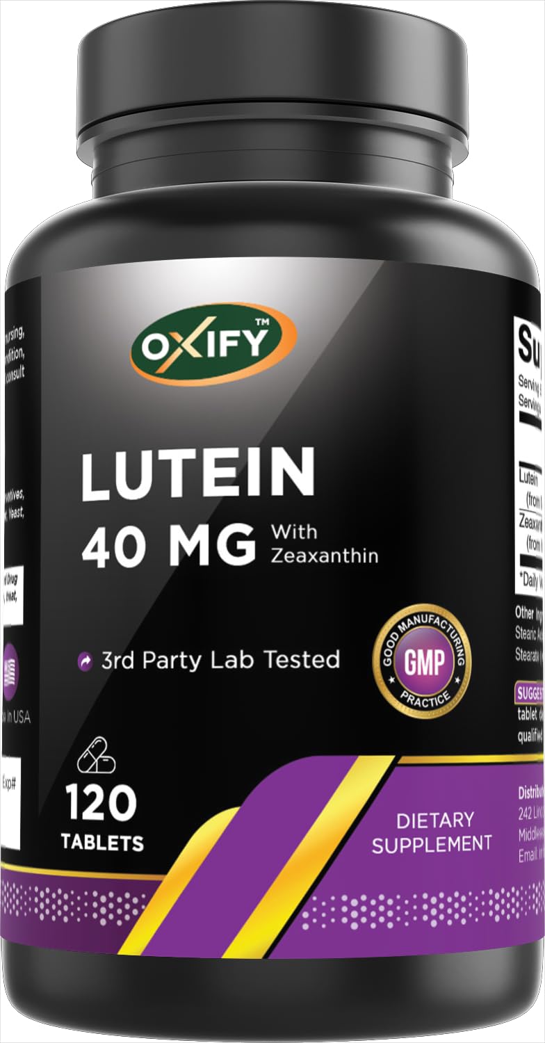 Oxify Lutein 40 mg + Zeaxanthin, 120 Tablets | Supplement Made in USA