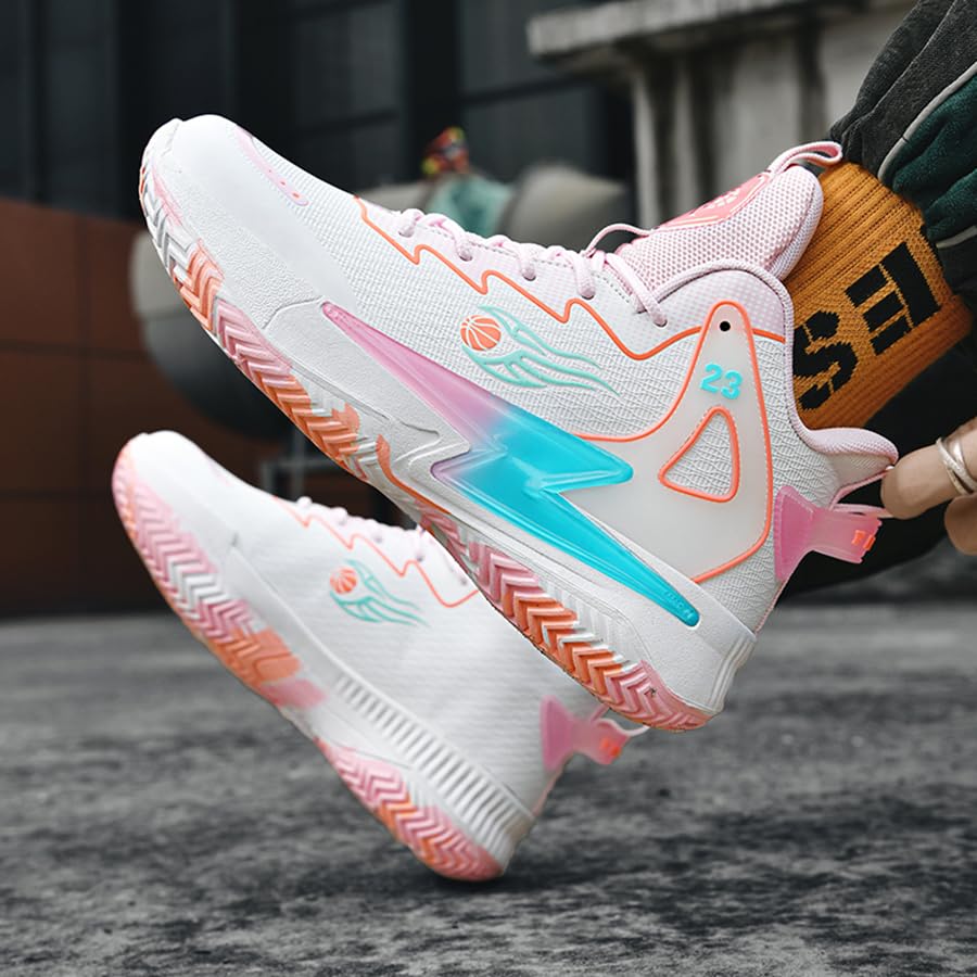 Image of Basketball Shoes for Womens Mens Fashion Comfortable Volleyball Sneakers Breathable High Top Non Slip Outdoor Sport Woman Man Shoe