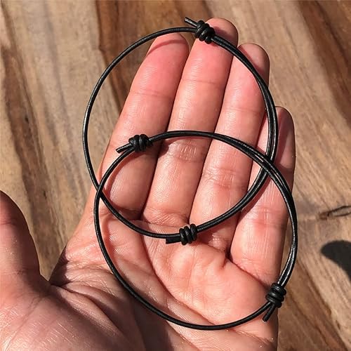 Miniatura 3 de 2 mm Men Genuine Leather Bracelet - Handmade Adjustable Cuff, Mens Minimalism Leather Wrap Wristband, Simple Accessories, Premium Leather, Women