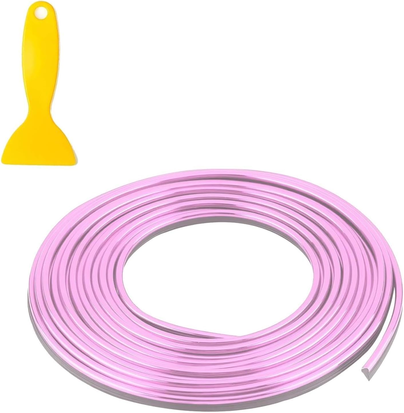 33Ft Car Interior Moulding Trim Strip, Electroplating Decoration Filler Insert Strips, DIY Flexible Center Console Dashboard Gap Trim Strip with Installing Tool, Car Decor Accessory (Pink)
