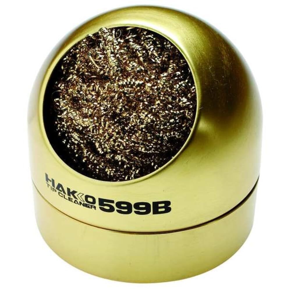 Hakko 599B Brass Soldering Iron Tip Cleaning Wire – no Water Solder Cleaner with Pot Base 599B-02
