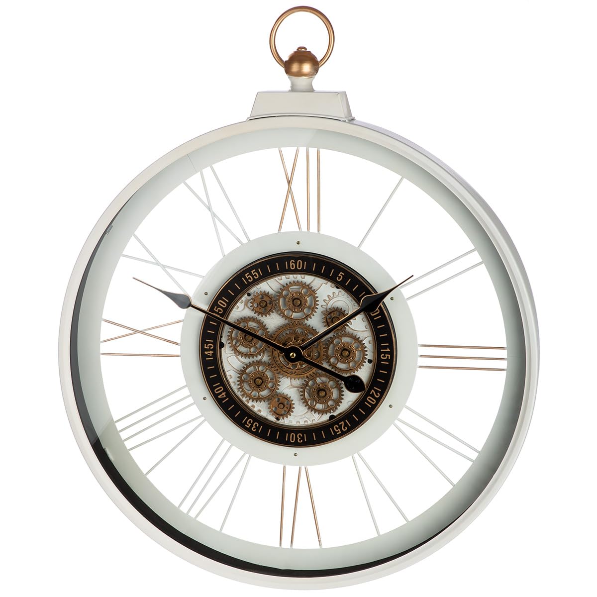GILDE Decorative Clock, Glass Metal, White, Höhe 73cm