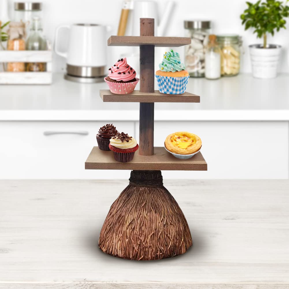 Alzata per cupcake a 3 livelli, per dessert, cupcake, vassoio in legno, per snack, dessert, frutta, supporto per alimenti, supporto per torte, decorazione di Halloween, forniture per Halloween