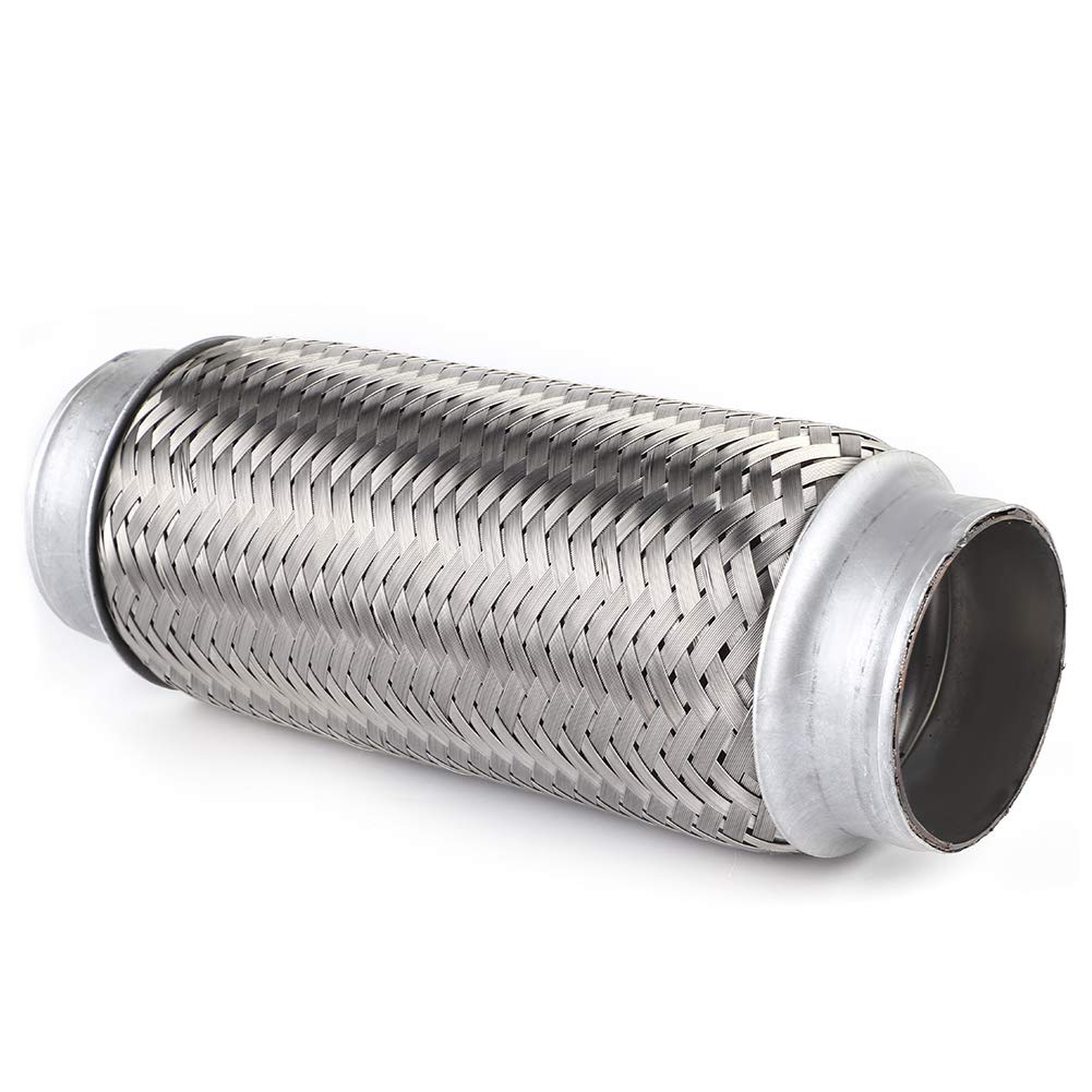 Tbest Tubo Flessibile in Acciaio Inossidabile Tubo di Riparazione Marmitta Corrugato di Alta qualità Universale per Auto Argento 51x200mm 55x200mm (55MM*200MM)
