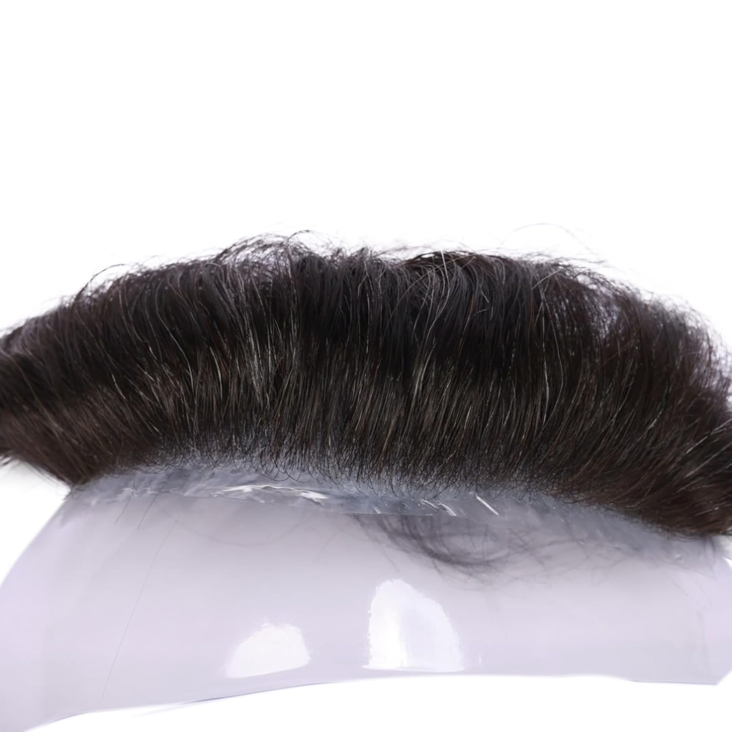 human hair vlooped Frontal Hairpiece for men Natural Hairline V-Shape Replacement System for Men #1B(1.5 * 7inch)