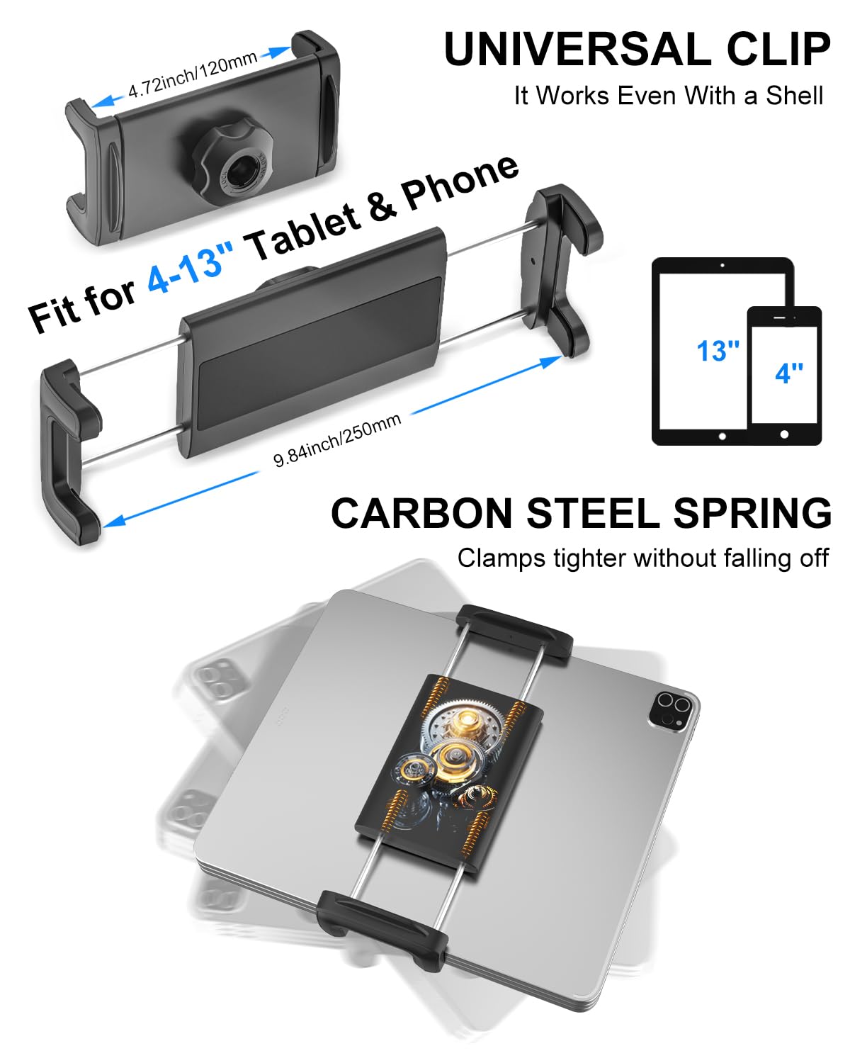 Pilot Kneeboard für iPad, iPhone [Eingebaute Metallplatte] iPad Kniebrett für Piloten, Gitarre, Rollstuhlfahrer, Musiker, Maler, kompatibel mit iPad Pro 12.9, Mini, 4-13 Zoll Tablet Telefon