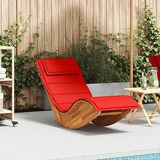 Rocking Sun Lounger with Cushion, Solid Acacia Wood, Ergonomic Design, Outdoor Patio Deck Chair for Garden, Pool, and Balcony Relaxation Lounge Chairs
