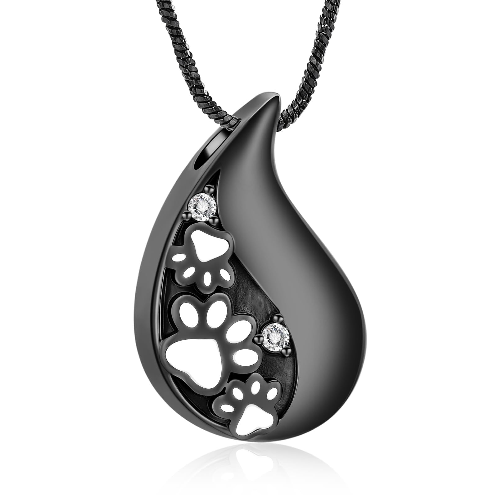 Yinplsmemory Pet Paw Print Teardrop Urn Necklace - memorials and funerary pet | Mubboo