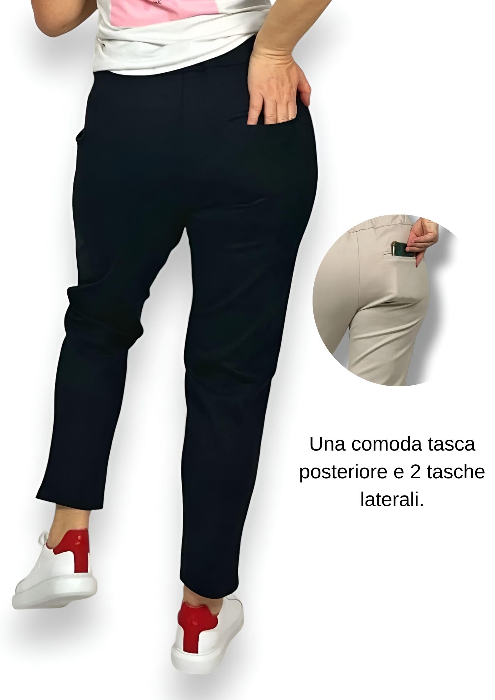 Pantalon pour femme taille haute élastique – Chino jogging confortable | Chino Cigarette Confortable Grande Taille Legging élégant Curvy Taille élastique Joggers Doux Viscose Automne