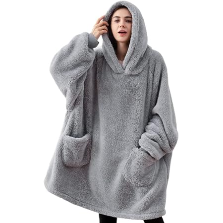 Bedsure Batamanta Mujer Polar Invierno - Bata Manta Hombre con Mangas, Sudadera  Manta con Capucha, Blanket Hoodie de Tejido Felpa Suave con Bolsillo  Frontal, Manta Bata Gigante Gris, 95x85 : Ropa