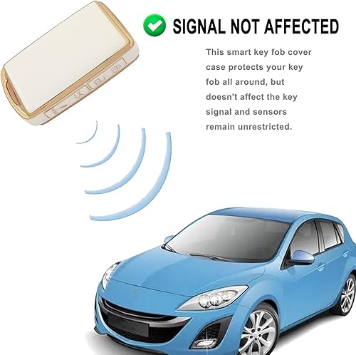 Miniatura 8 de Funda para llavero compatible con Mazda 3, Mazda 3 Hatchback, Mazda CX4 CX5 CX8 CX9 CX-30, Mazda 6 WAZSKE11D01, protector de piel sin llave (negro)