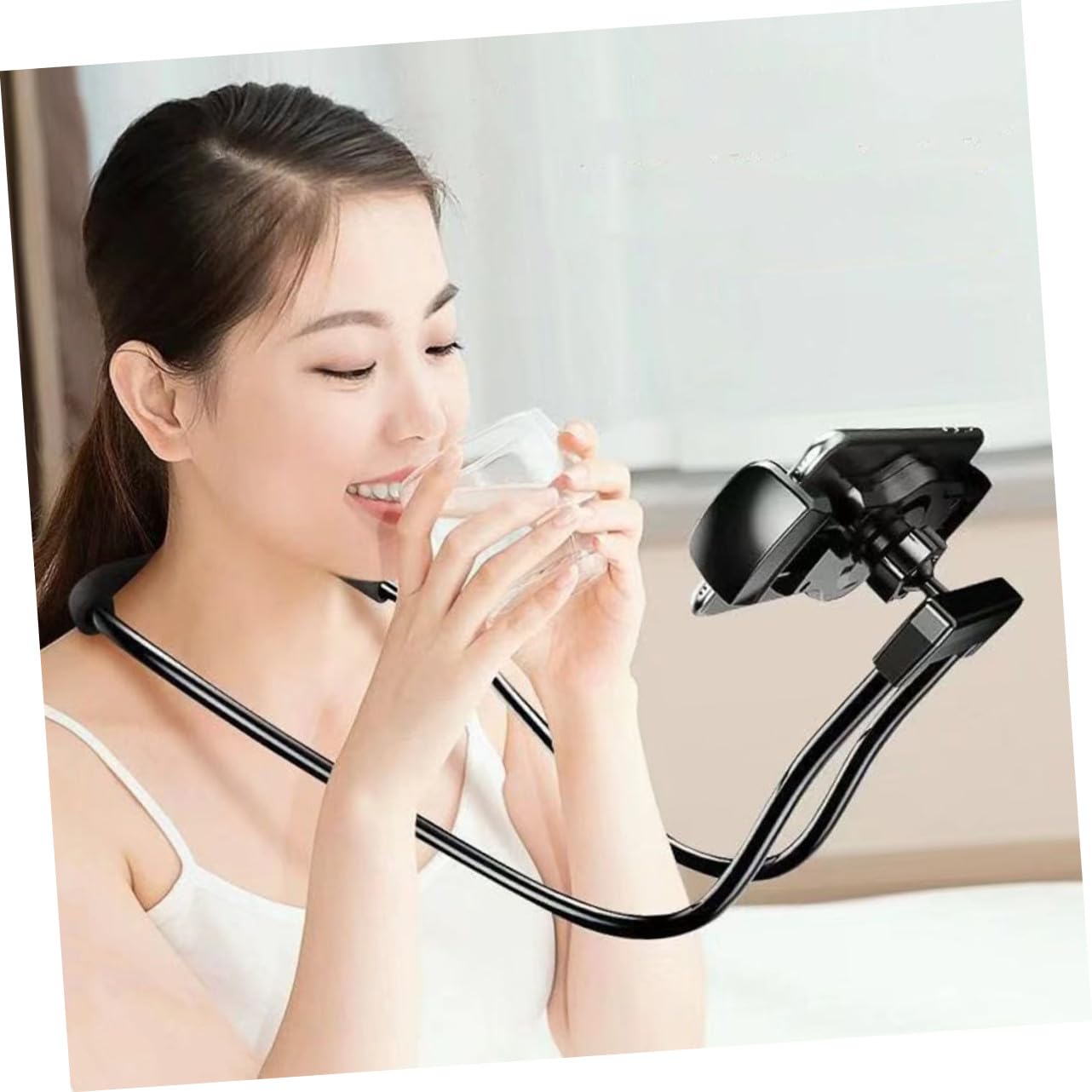 Soporte para Teléfono Móvil y Colgante Cuello Soporte Flexible para Tabletas y Celulares Diseño Práctico y Portátil para Casa Oficina y Coche Color Negro Elegante