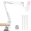 EmJTao QuadCast S Boom Arm Microphone Stand, Adjustable Suspension Boom Scissor Arm Stand for HyperX QuadCast, QuadCast S-RGB USB Condenser Microphone White