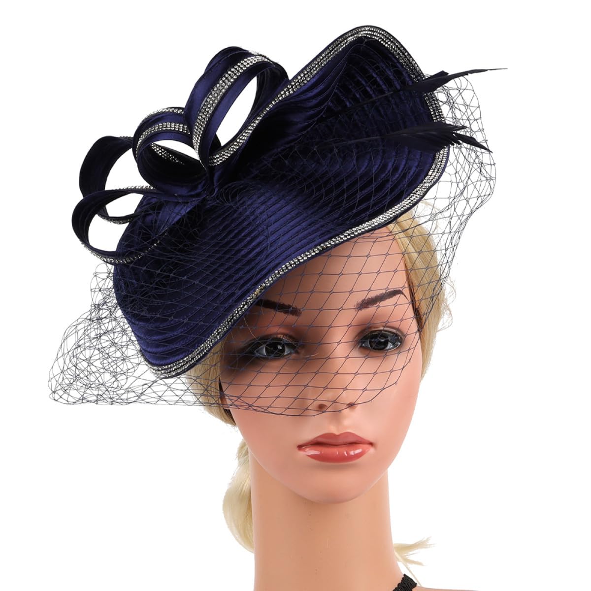 Fascinator in Canapa Blu Navy Elegante e Facile da Indossare per Cocktail Party e Cerimonie Superficie Liscia e Stile Giovane