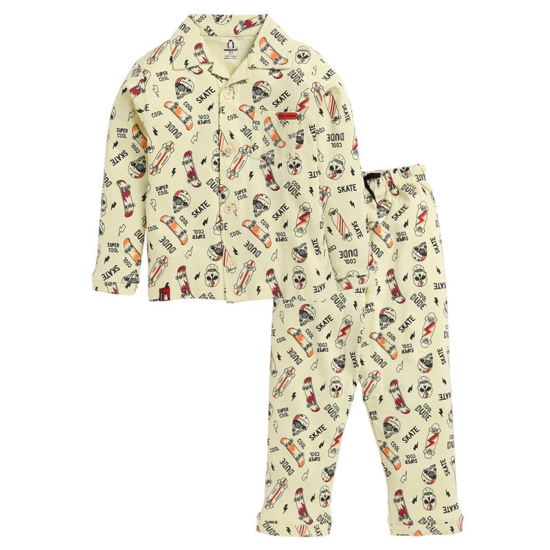 Image of Kids Regular Fit Cotton Printed Night Suit for Baby Boys