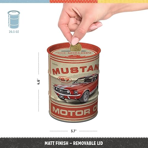 Miniatura 2 de Nostalgic-Art Caja de dinero retro, 20.3 onzas, Ford Mustang - Aceite de motor GT 1967 - Idea de regalo para los fanáticos de Ford, producto oficial