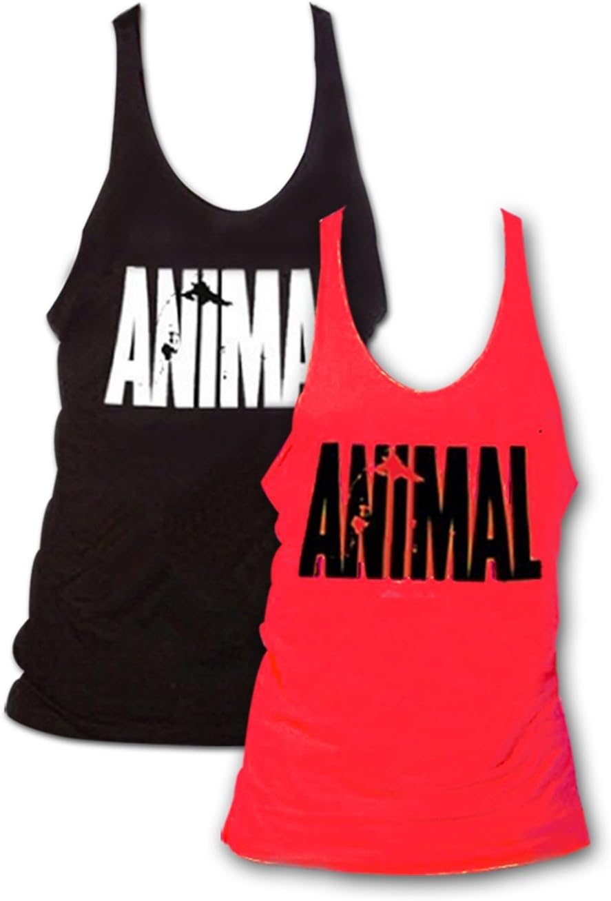 waylongplus Pack of 2 Mens Animal Letter Print Muscle Gym Stringer Tank Top for Bodybuilding