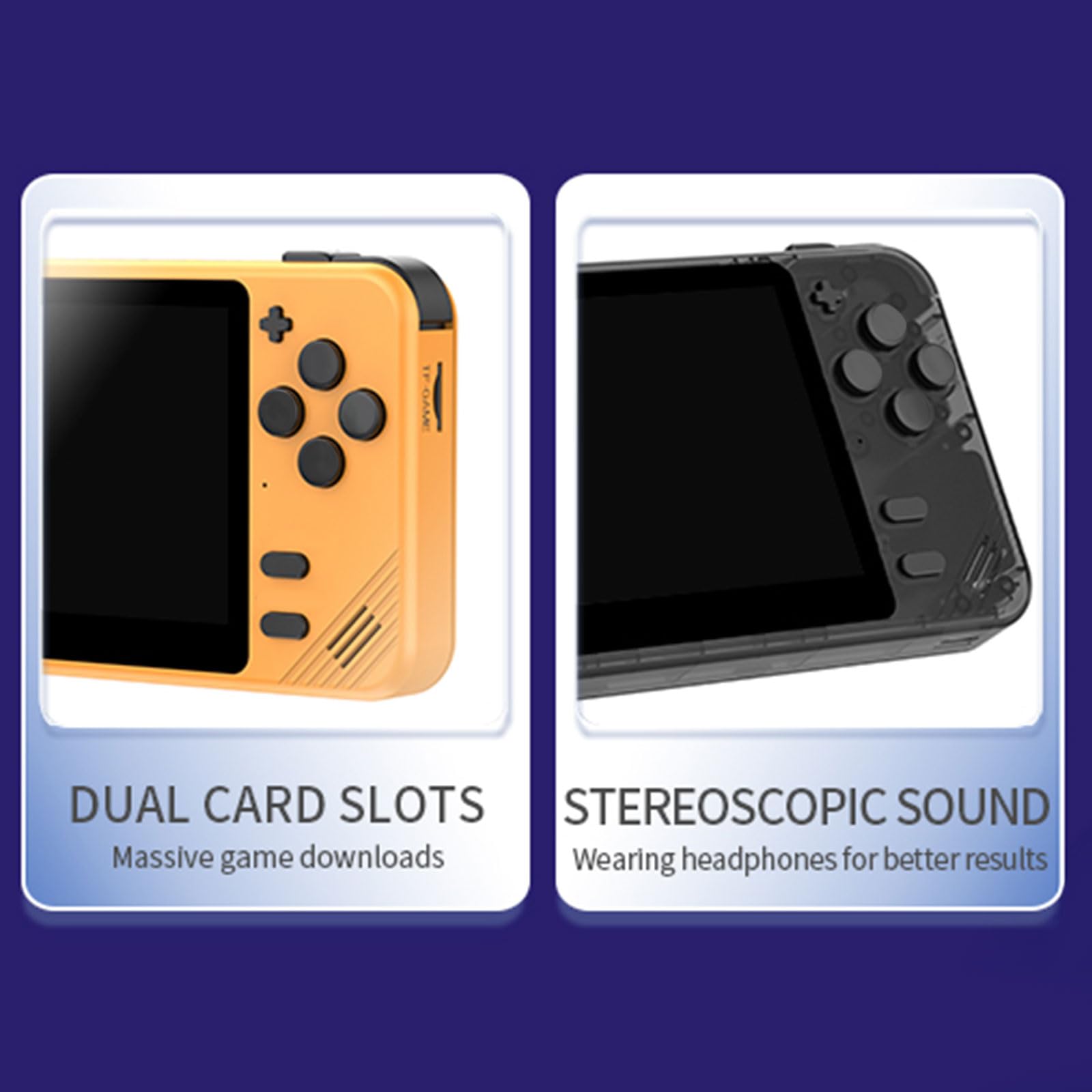 Consola de juegos retro de 64G/128G con joystick de 3.5 pulgadas, doble ranura para tarjetas, consola de videojuegos portátil para niños