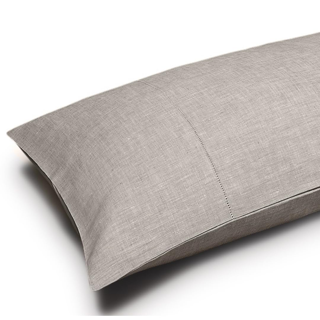 Cuore di lino - Federa letto in puro lino 100% Made in Italy Ajour naturale 50x80cm