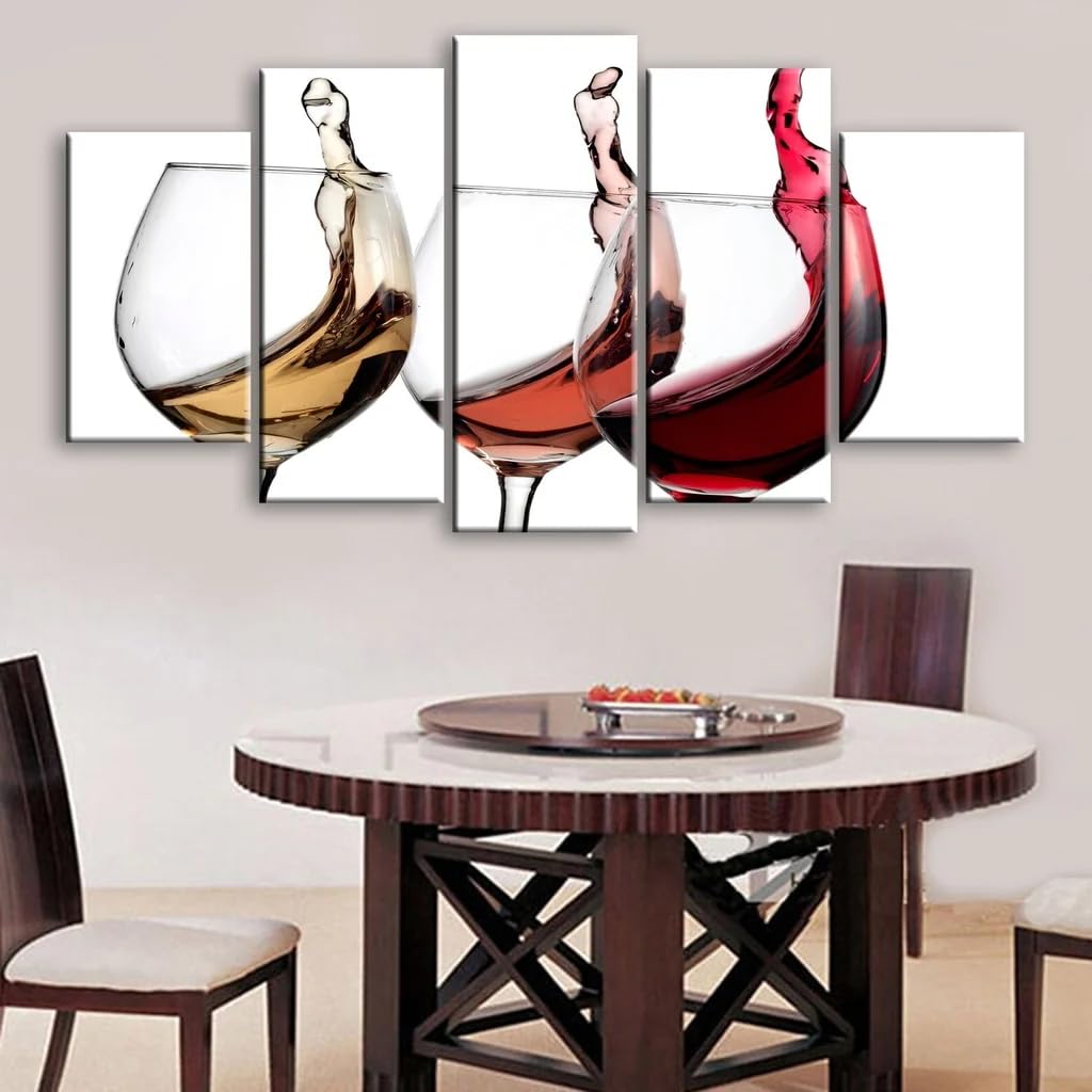 Tableau décoration murale maison grand format 5 pièces vin renversé - 7