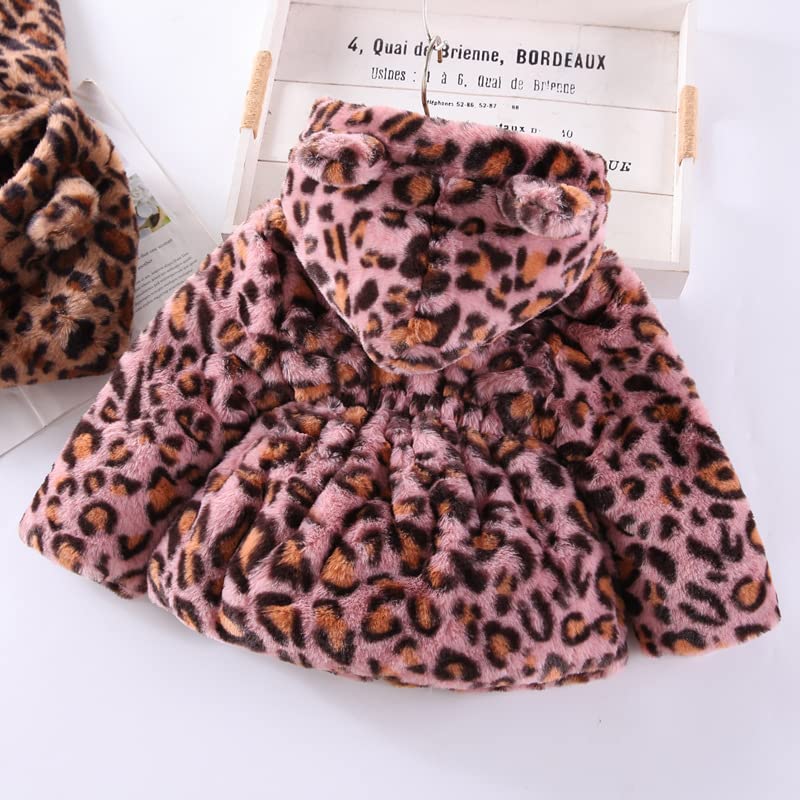 Girls Kids Winter Fleece Coat Toddler Fashion Leopard Hooded Faux Fur Jacket Baby Thicken Warm Full Zip Outerwear3
