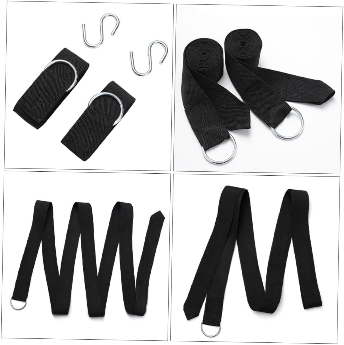 Beaupretty 6pcs Adjustable Nylon Hammock Tree Straps Outdoor Swing Hanging Ropes with Reinforced S-Hooks for Patio Backyard Camping