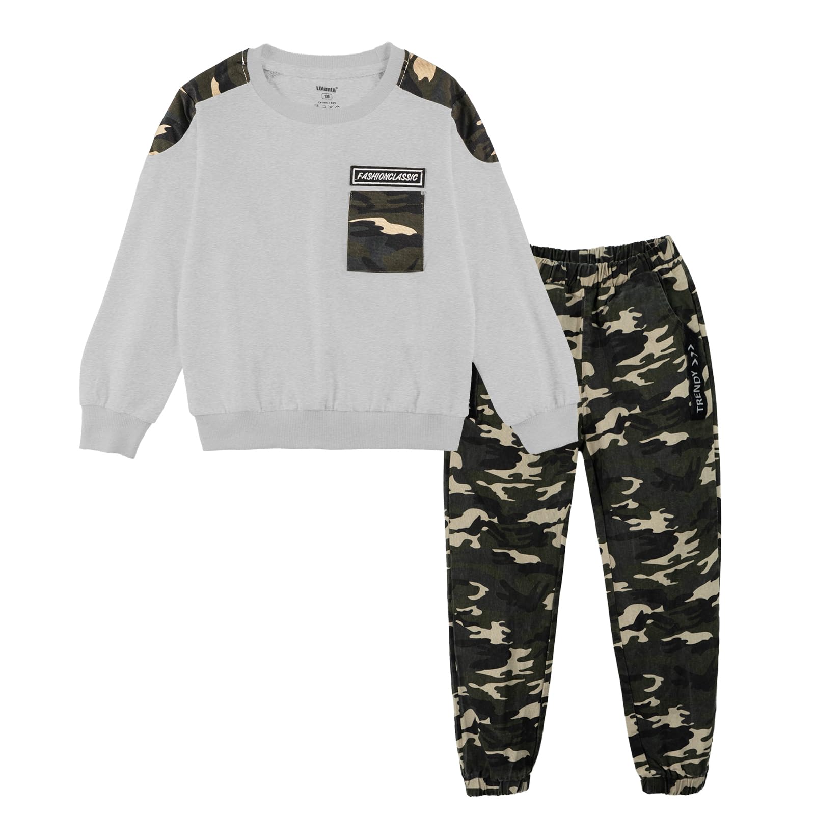 Conjunto infantil de camuflaje para niños que buscan comodidad y estilo actual 8
