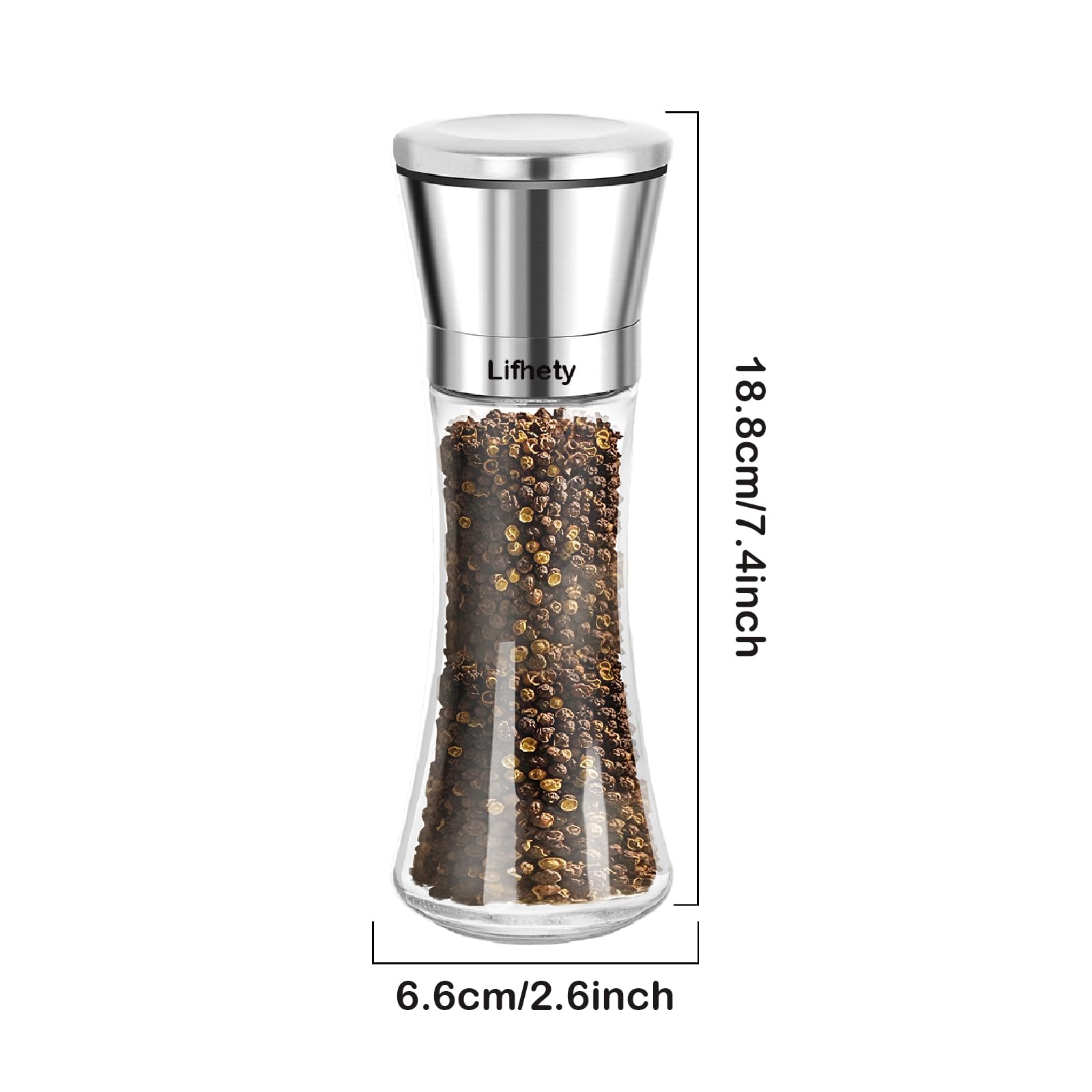 2 Pezzi Macina Sale e Pepe con Macinino Regolazione della Finezza in Ceramica, Macina Pepe Macinatore Manuale, Macinapepe Professionale