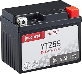 Accurat Motorradbatterie Sport YTZ5S 4 Ah 70 A 12V Gel Technologie Starterbatterie in Erstausrüsterqualität zyklenfest sic...