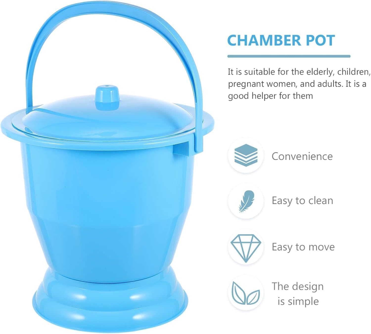 Chamber Pot,Urinal Bottle,Plastic Potty Urinal with Lid Handle Pee Pot Bucket,Bedside Potties for Home,Spittoon,Bedpan