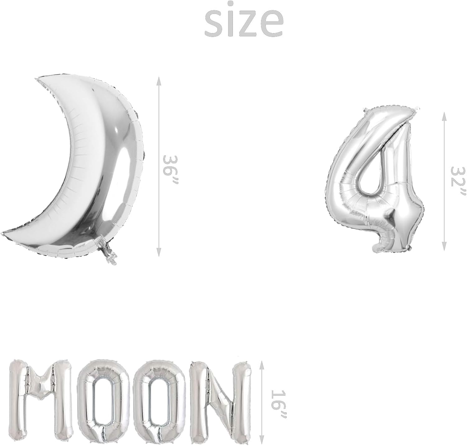 Shoot 4 the Moon Balloons Silver Outer Space 4th Birthday Party Banner Love You to The Moon and Back/Astronaut/Space Man/Robot/Galaxy/UFO Theme Happy Fourth Birthday Party Supplies Decorations