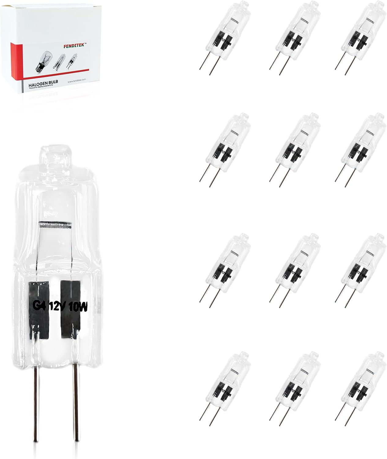 G4 12V 10W Halogen Light Bulbs with G4 Bi-pin Base Dimmable, CRI100 & 2800K Warm White Light Bulbs for Under Cabinet Puck Light,Chandeliers, Accent Lights, Track Lighting (12 Pack)