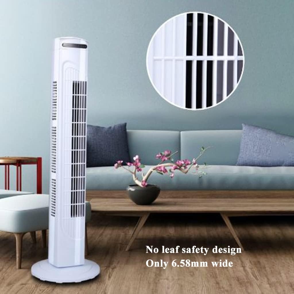 ZUMAHA Abanico Ventilador de Torre con 3 configuraciones de Velocidad, Ventilador oscilante con Suministro de Aire de Gran Angular de 70°, Ventilador de pie sin aspas Familiar