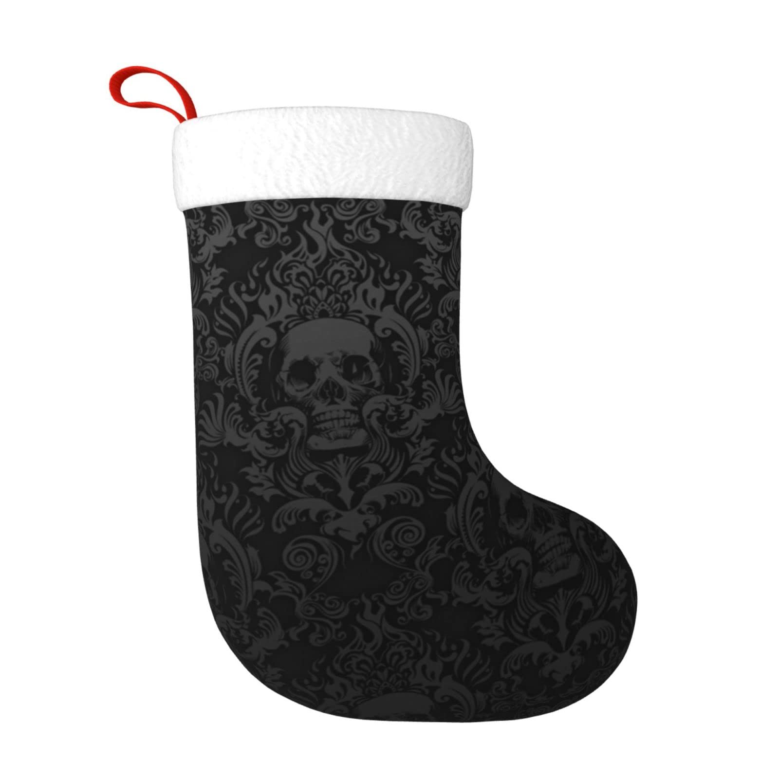 Whuanlo Girls Gothic Wallpaper Skull Christmas Stockings For Christmas Tree Home Party Decor - 18 Inches