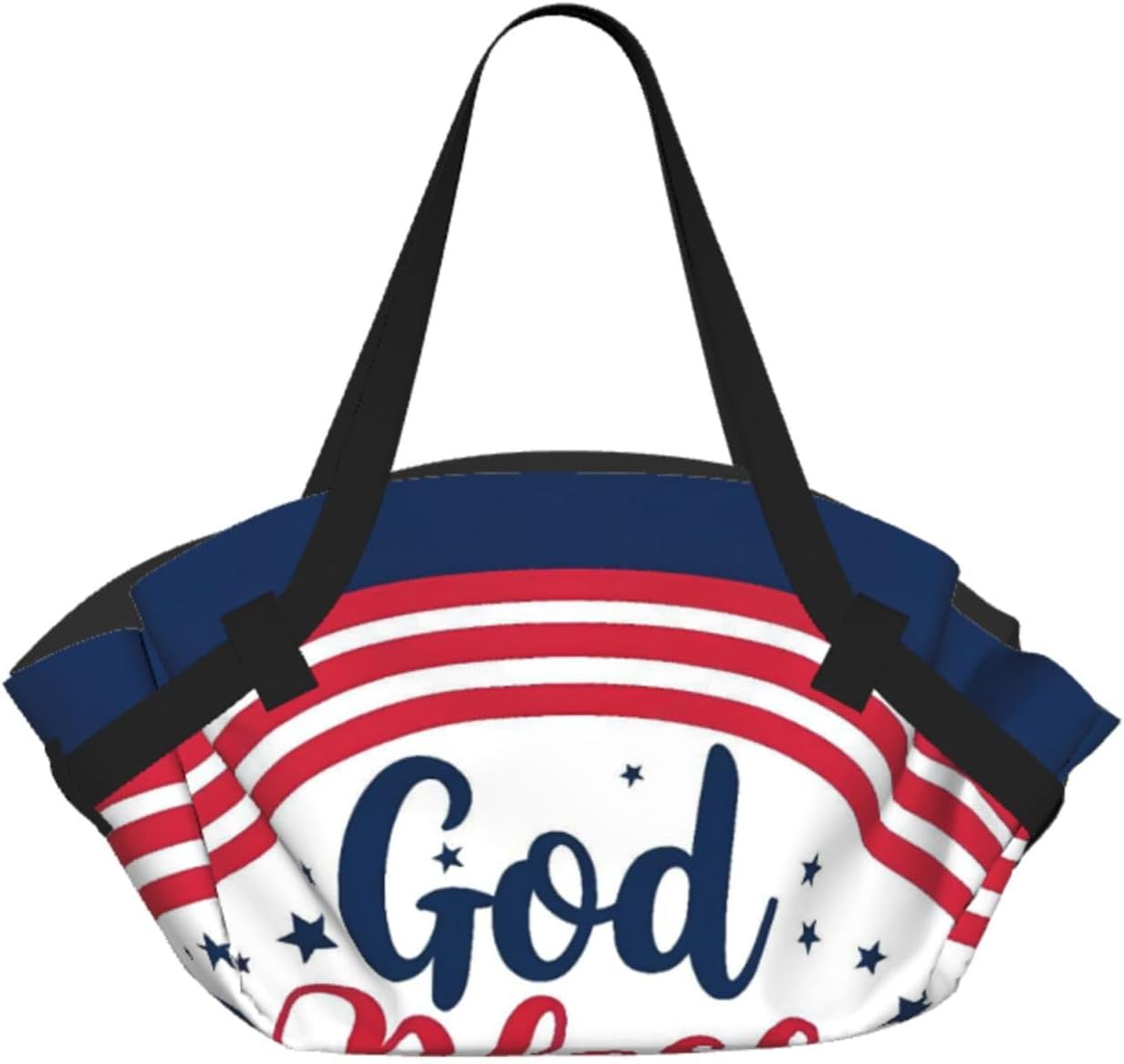 God Bless America Patriotic Star Pattern Foldable Camping Tote Bag Picnic Blanket Bag Portable Beach Mat Tote Waterproof Outdoor Picnic Mat Carry Bag