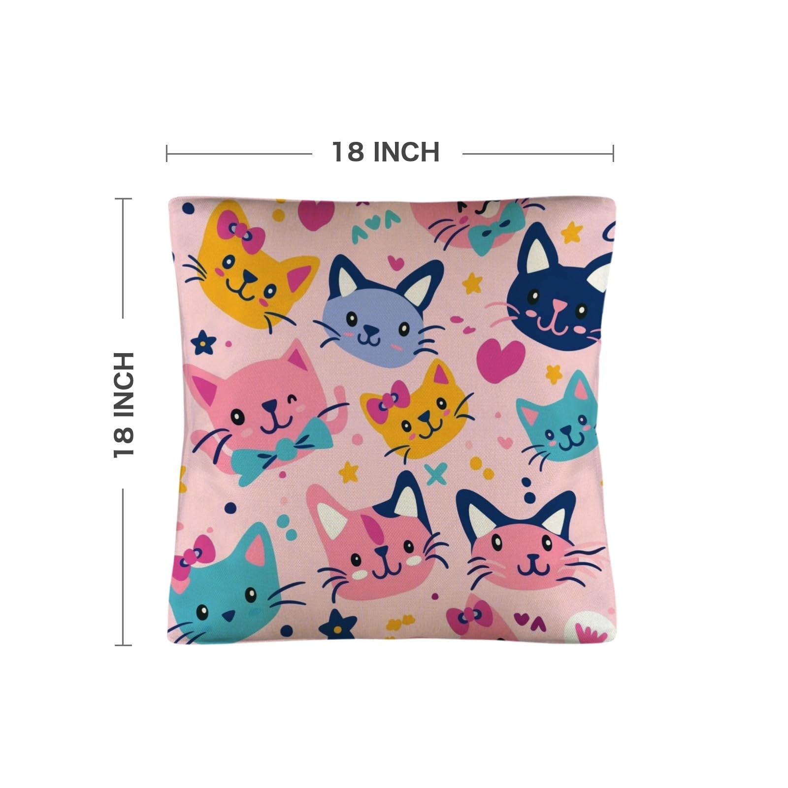 EtherSpher Cute Cartoon Colorful Cats Decorative Satin Pillowcase Zipper Closure Indian Print Pillow Cases Twin Pillowcases 18x18